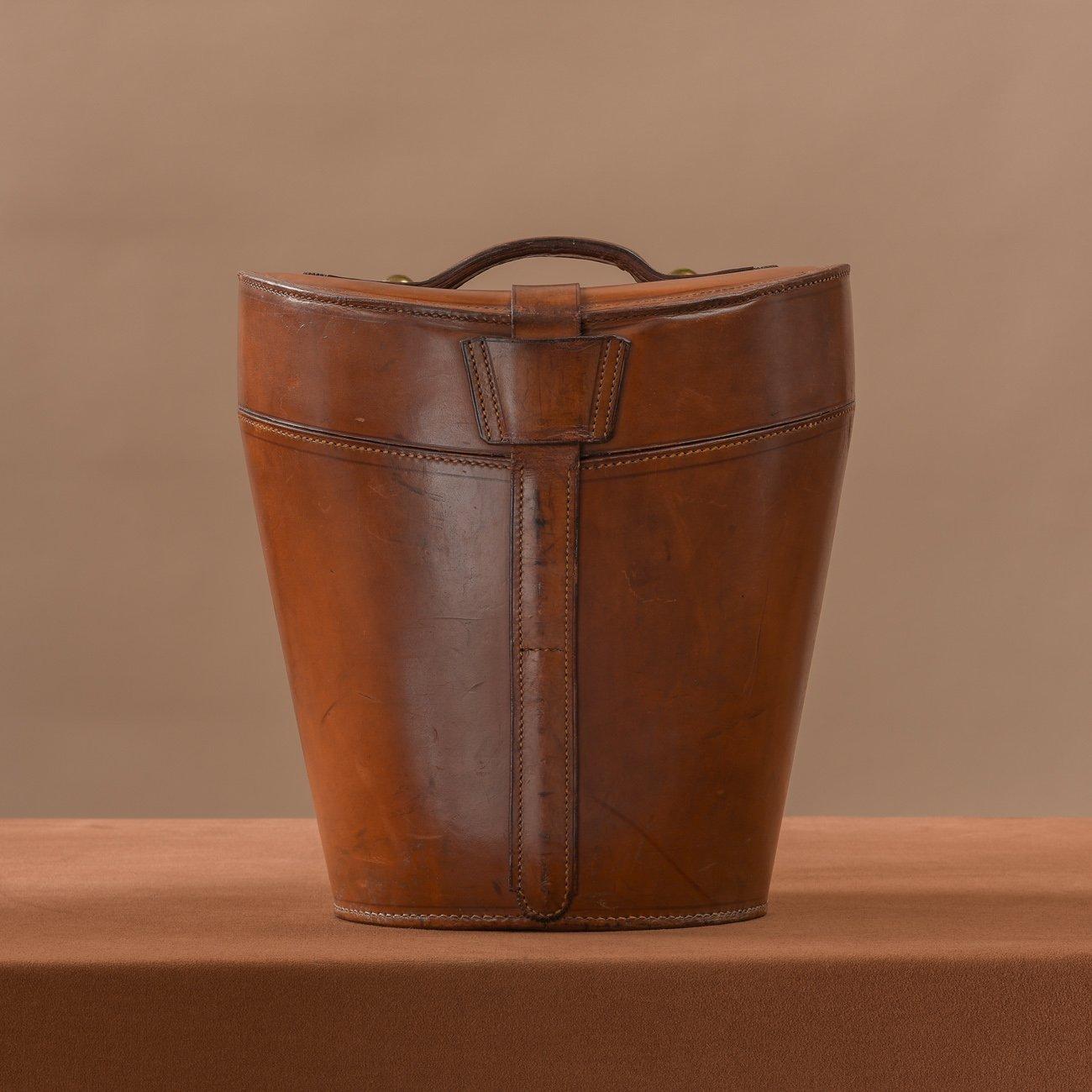 Early 20th Century Leather Triple Hat Bucket, circa 1900 For Sale