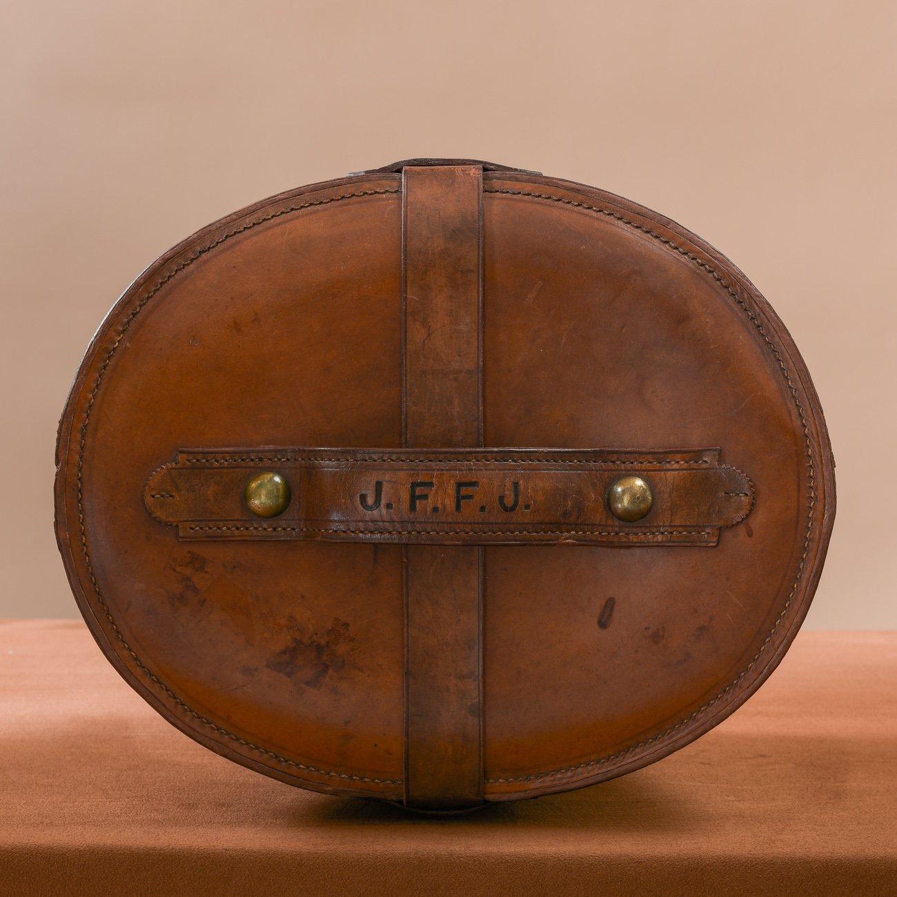 Leather Triple Hat Bucket, circa 1900 For Sale 1