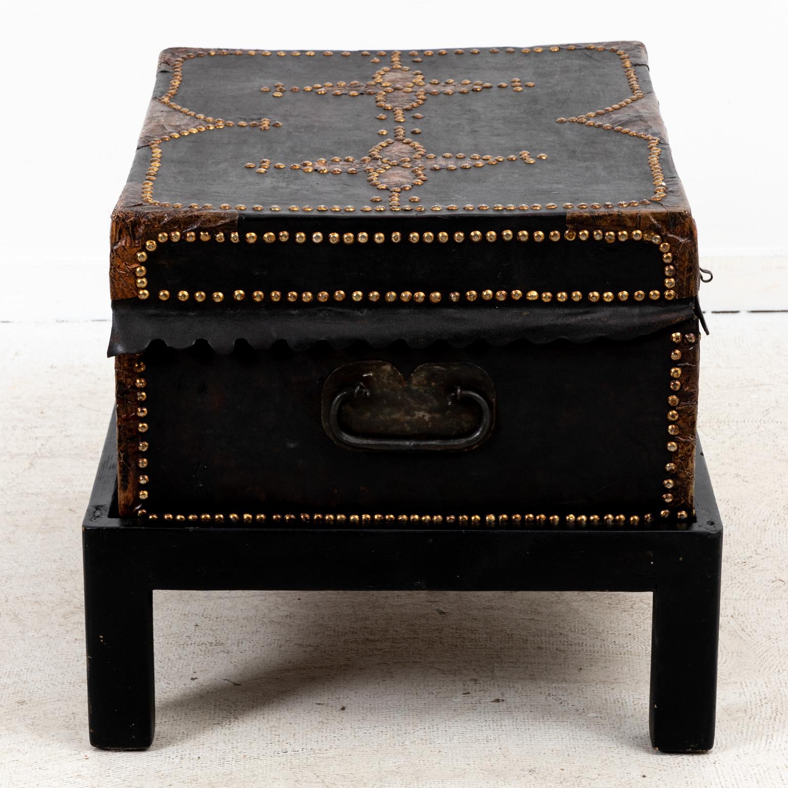 19th Century Leather Trunk For Sale