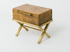 Leather Trunk on Brass Base by Hart Associates