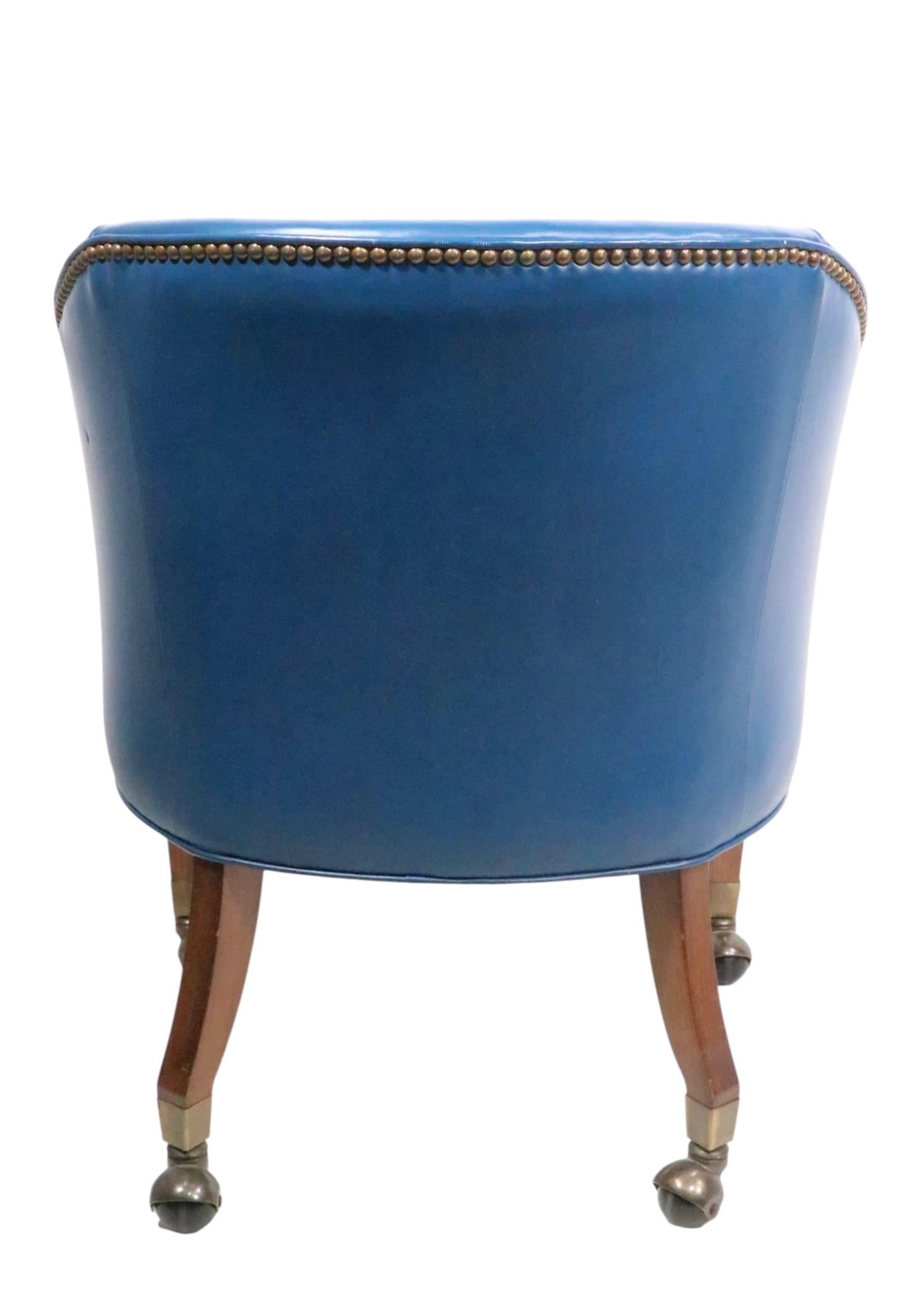 Leather Tub Chair on Ball Caster Feet For Sale 5