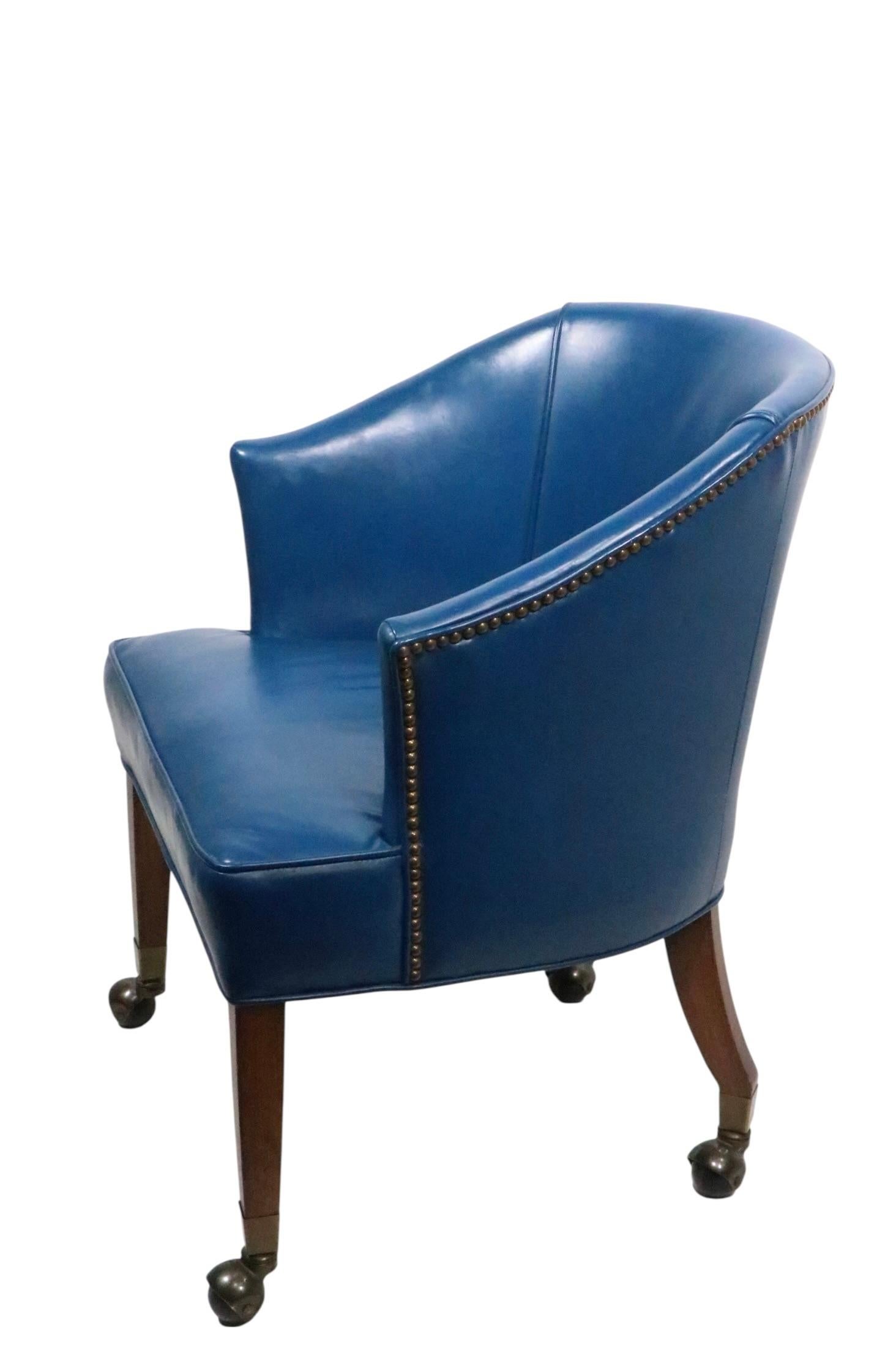 Art Deco Leather Tub Chair on Ball Caster Feet For Sale