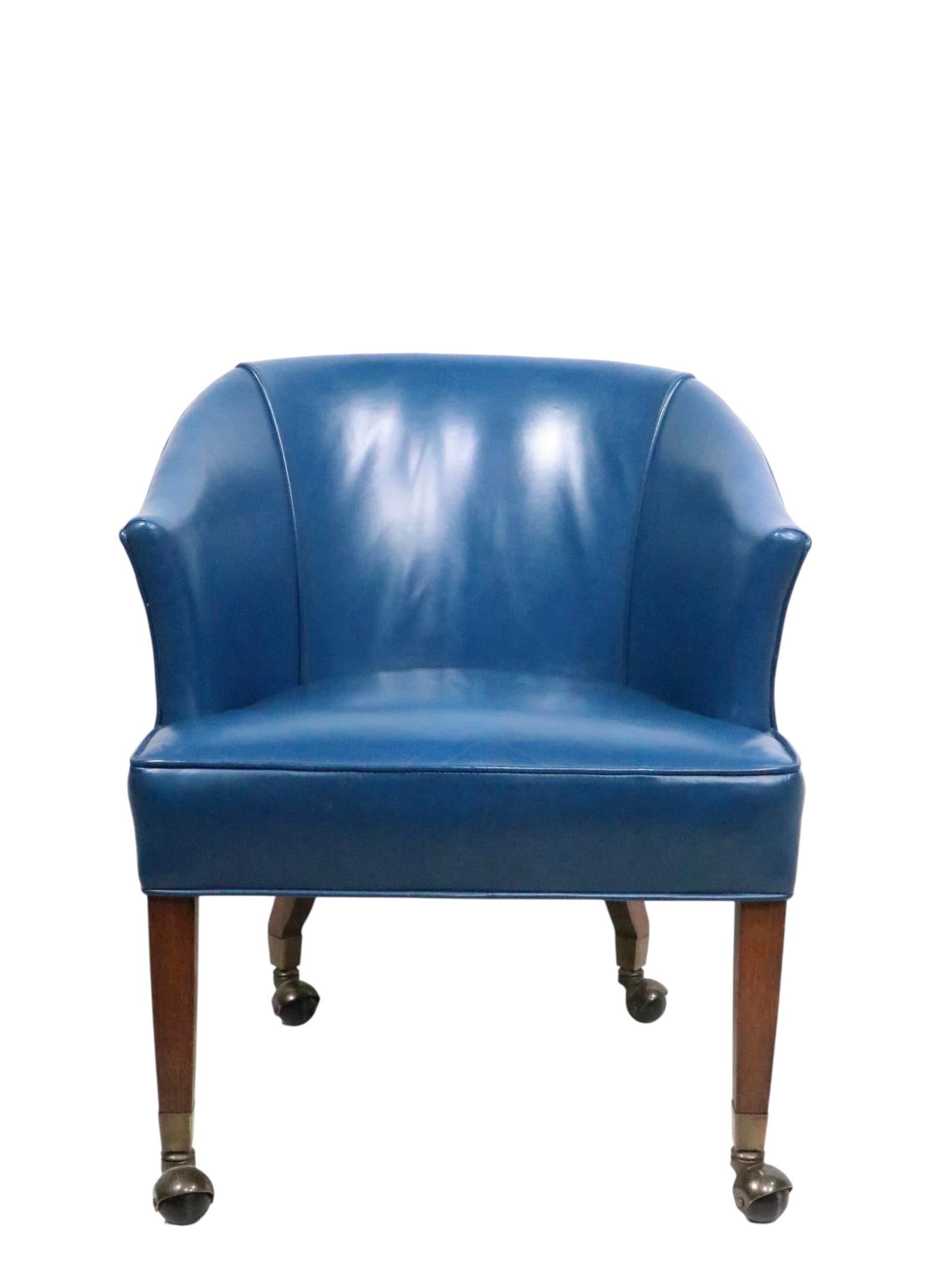 Leather Tub Chair on Ball Caster Feet For Sale 1