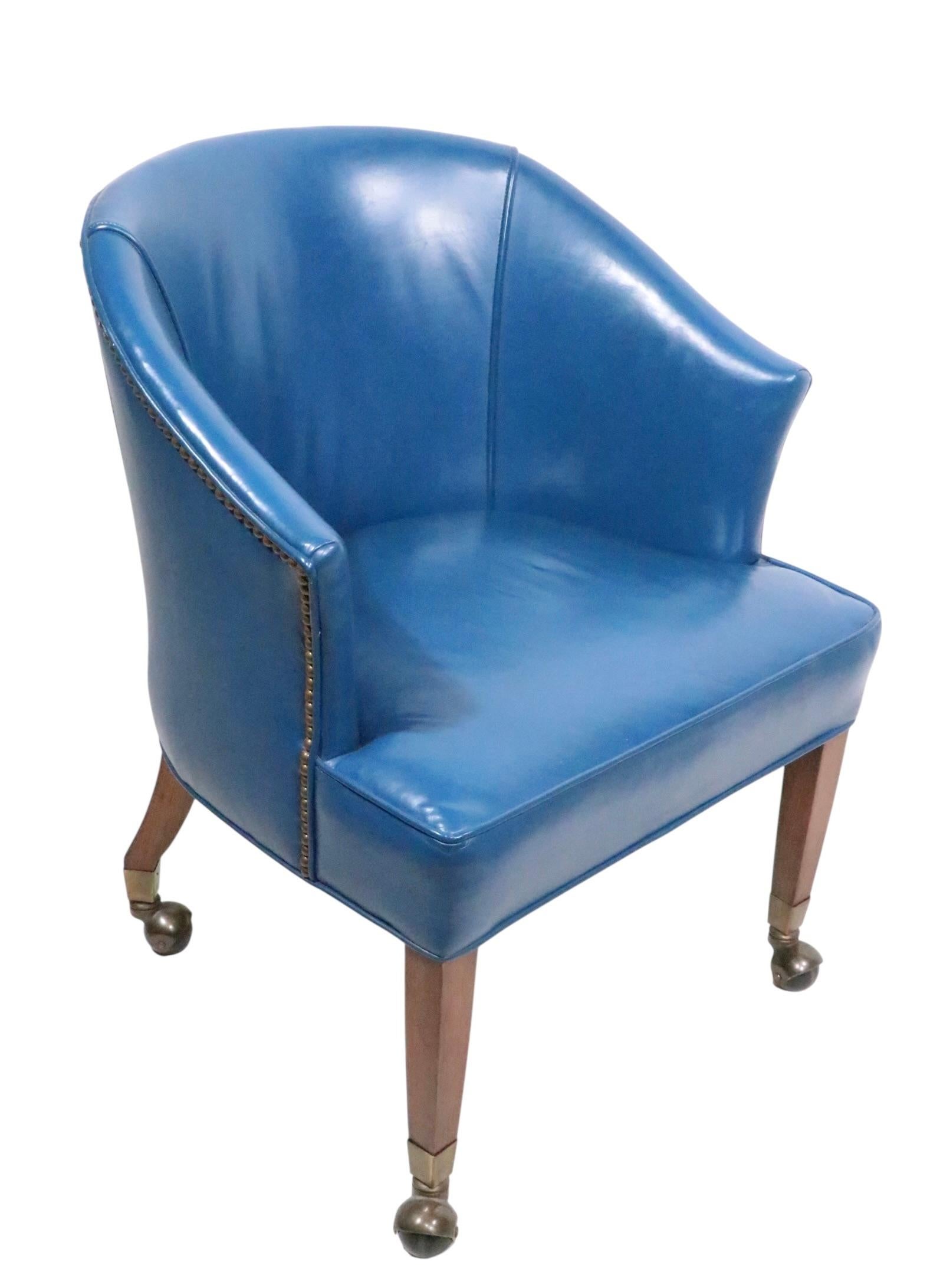 Leather Tub Chair on Ball Caster Feet For Sale 3