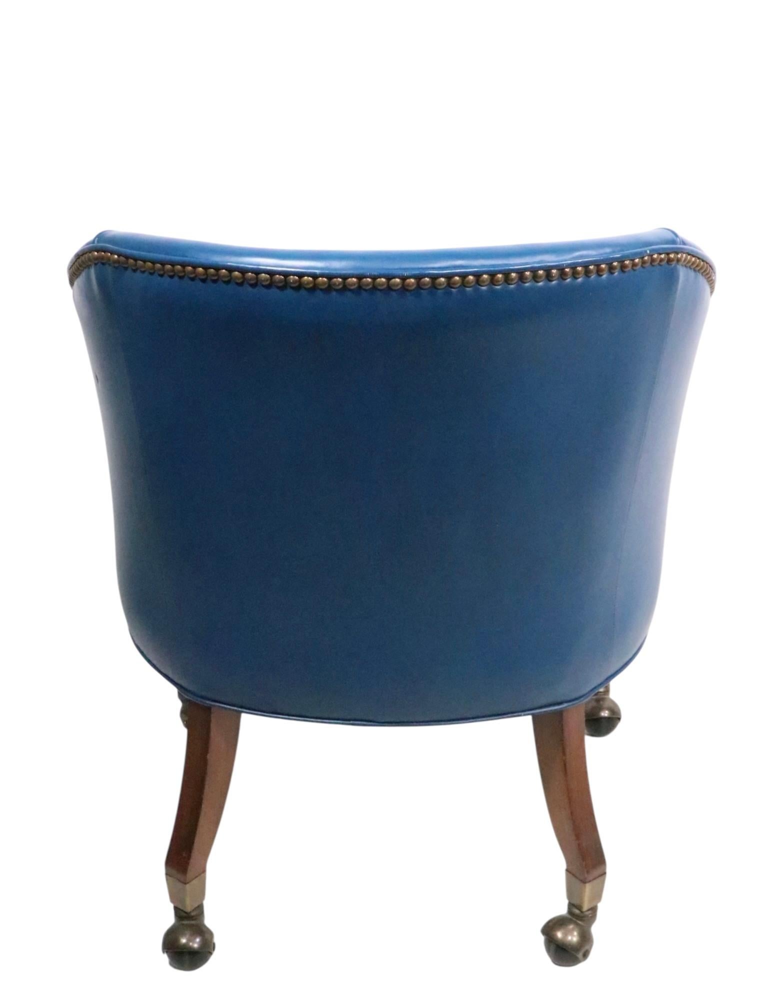 Leather Tub Chair on Ball Caster Feet For Sale 4