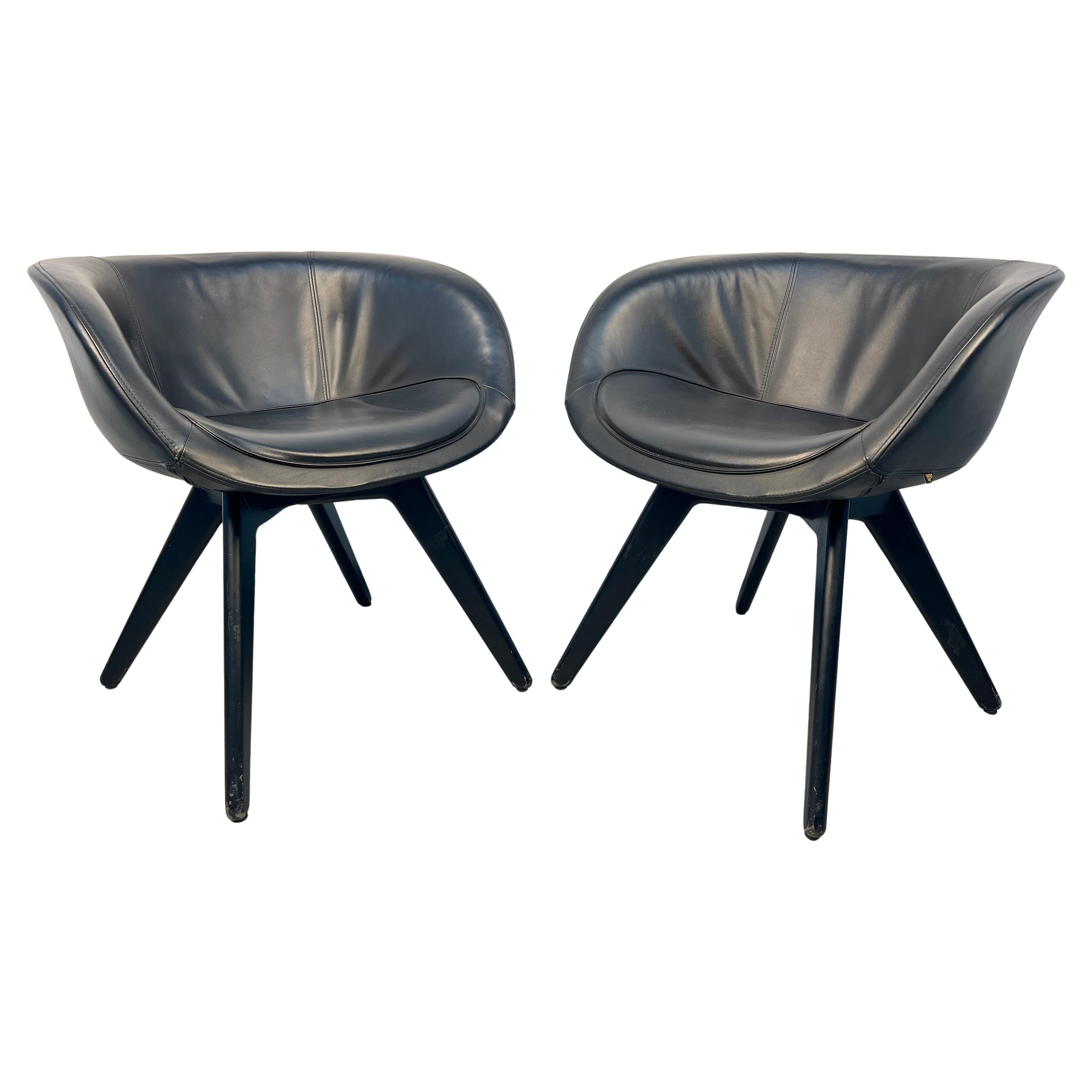 Leather Tub Chairs by Tom Dixon For Sale