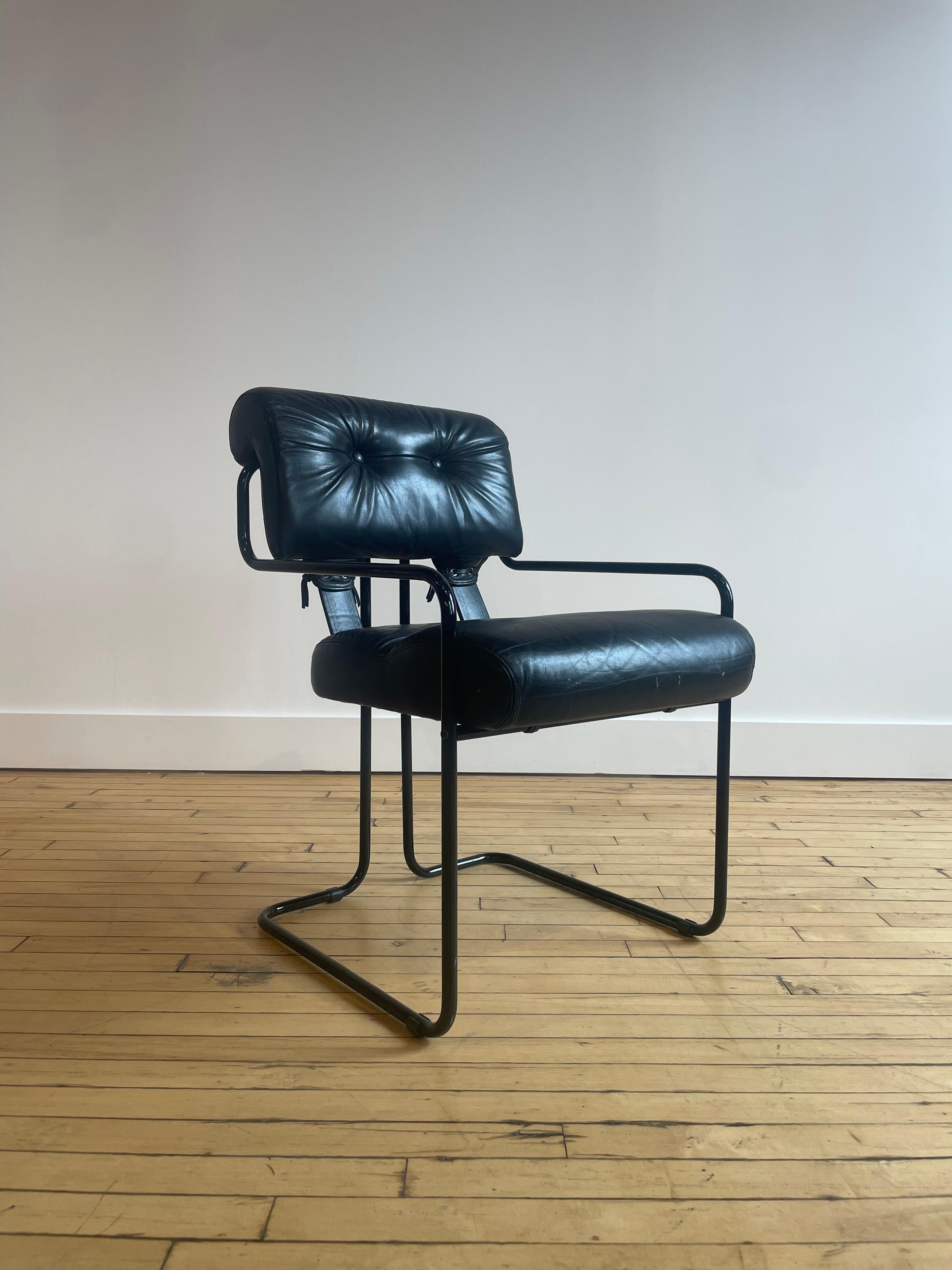 Original vintage chrome framed Tucroma chair with soft leather cushions, designed by Guido Faleschini. 

Great price for this collector item. 

Custom shipping quotes available for US Customers 

