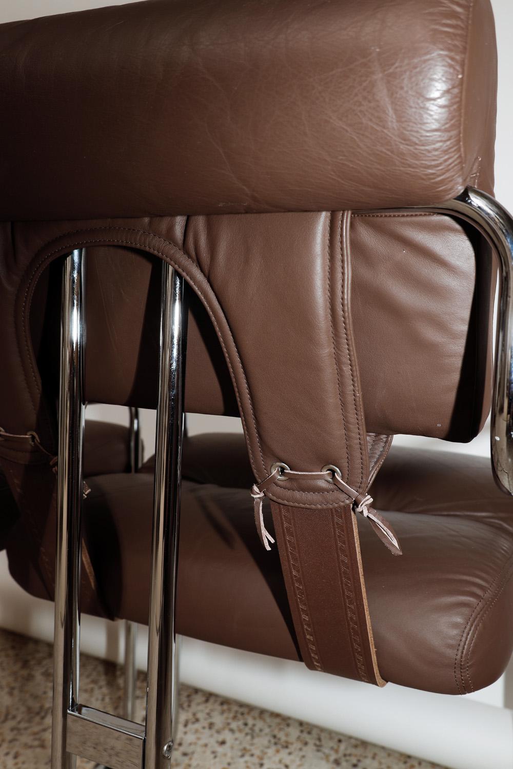 Leather Tucroma Chairs by Guido Faleschini For Sale 5