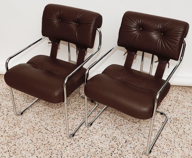 Italian Leather Tucroma Chairs by Guido Faleschini For Sale