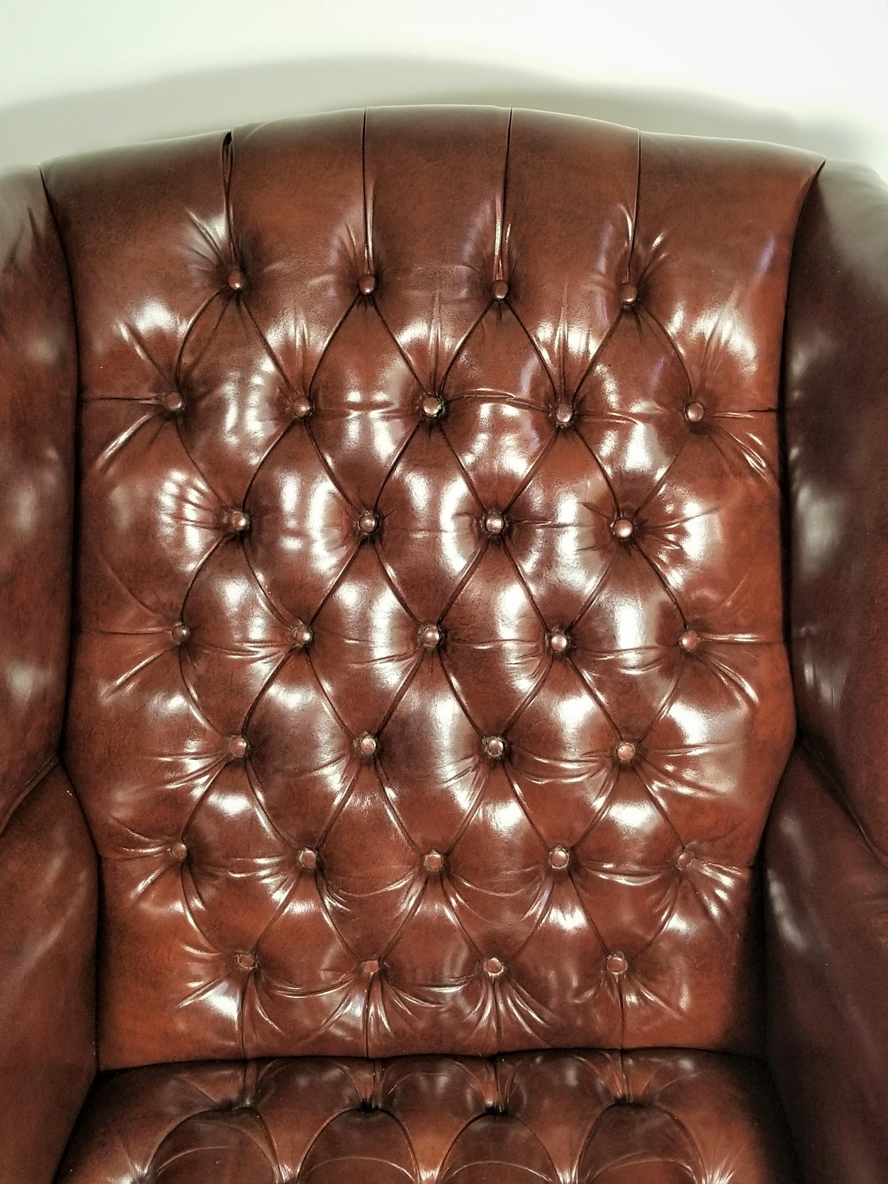 leather wingback chair with ottoman