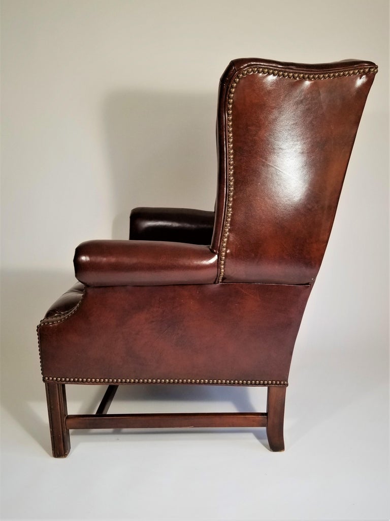 Brown Leather Tufted Wingback Chair, Ethan Allen Leather Chair And Ottoman