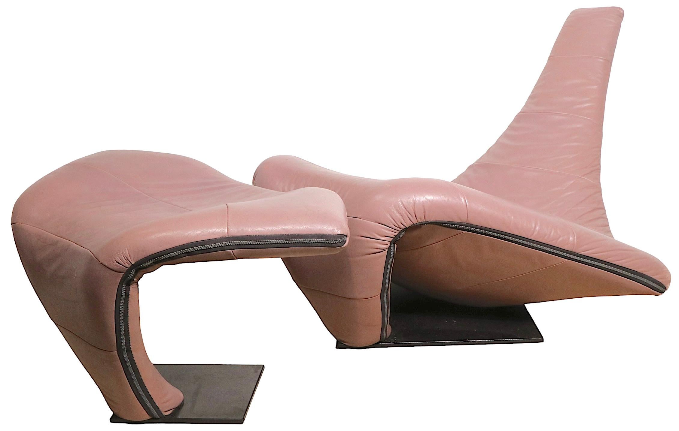 Leather Turner Cobra Chair with Ottoman by Jack Crebold for Harvink, c. 1980's 6