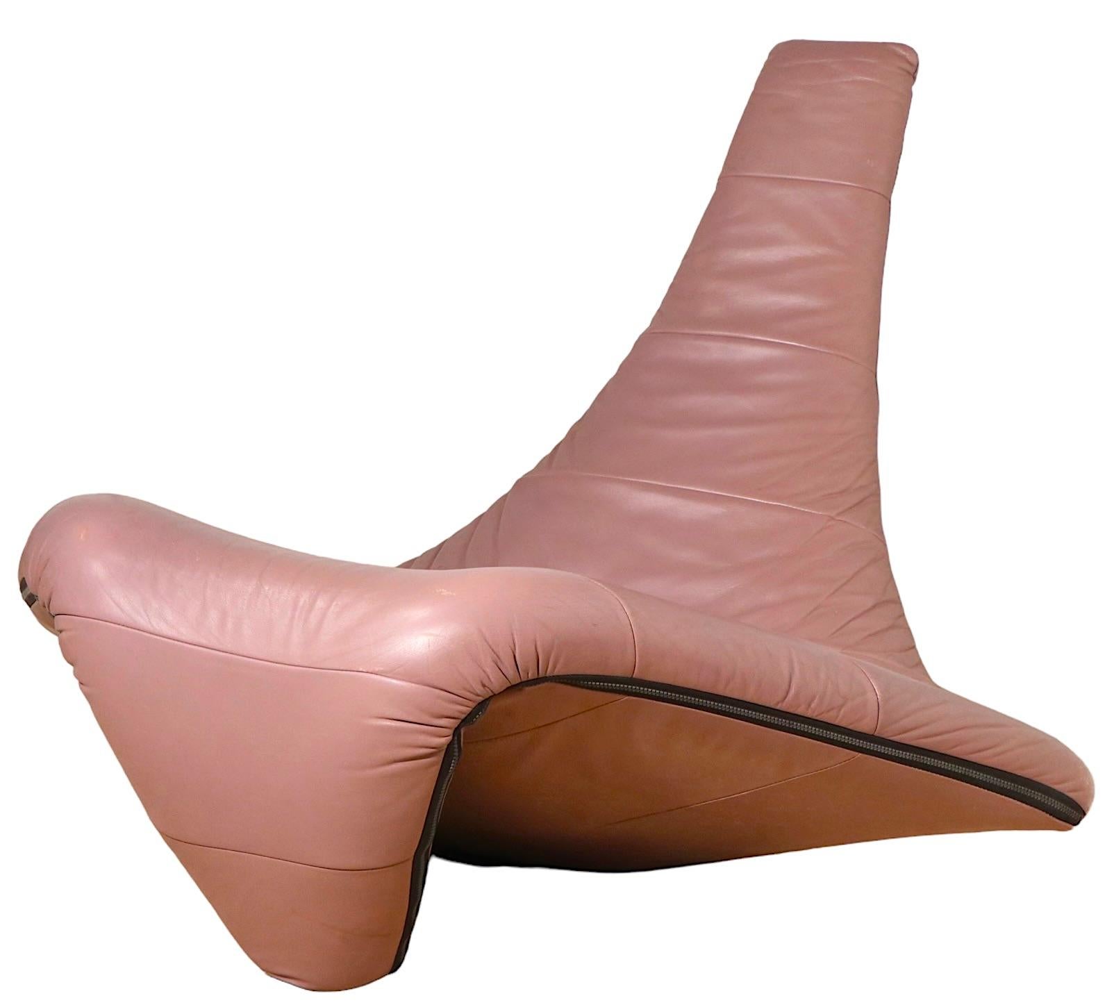 Leather Turner Cobra Chair with Ottoman by Jack Crebold for Harvink, c. 1980's 10