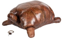 Leather Turtle Foot Stool or Ottoman, Dimitri Omersa, 1970s