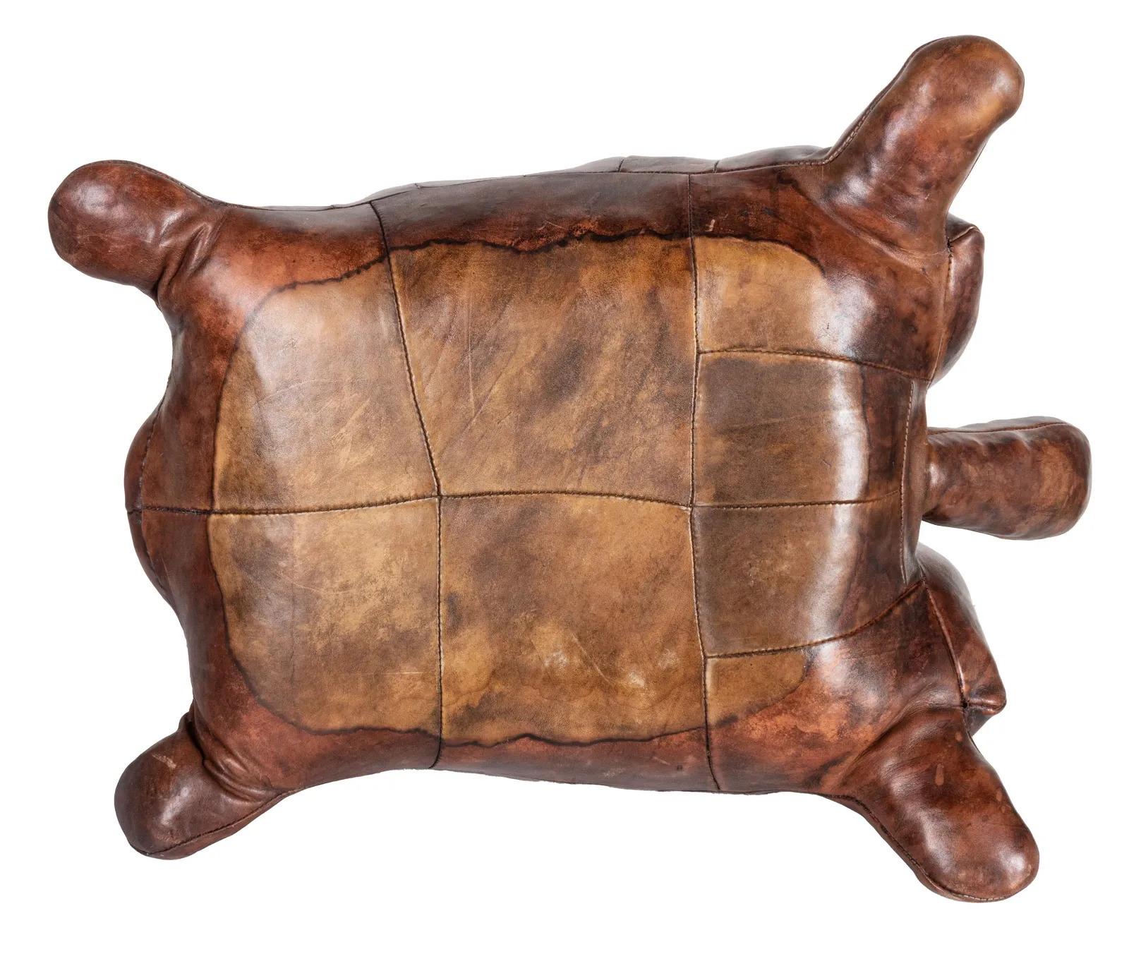 Late 20th Century Leather Turtle Foot Stool or Ottoman, Dimitri Omersa, 1970s