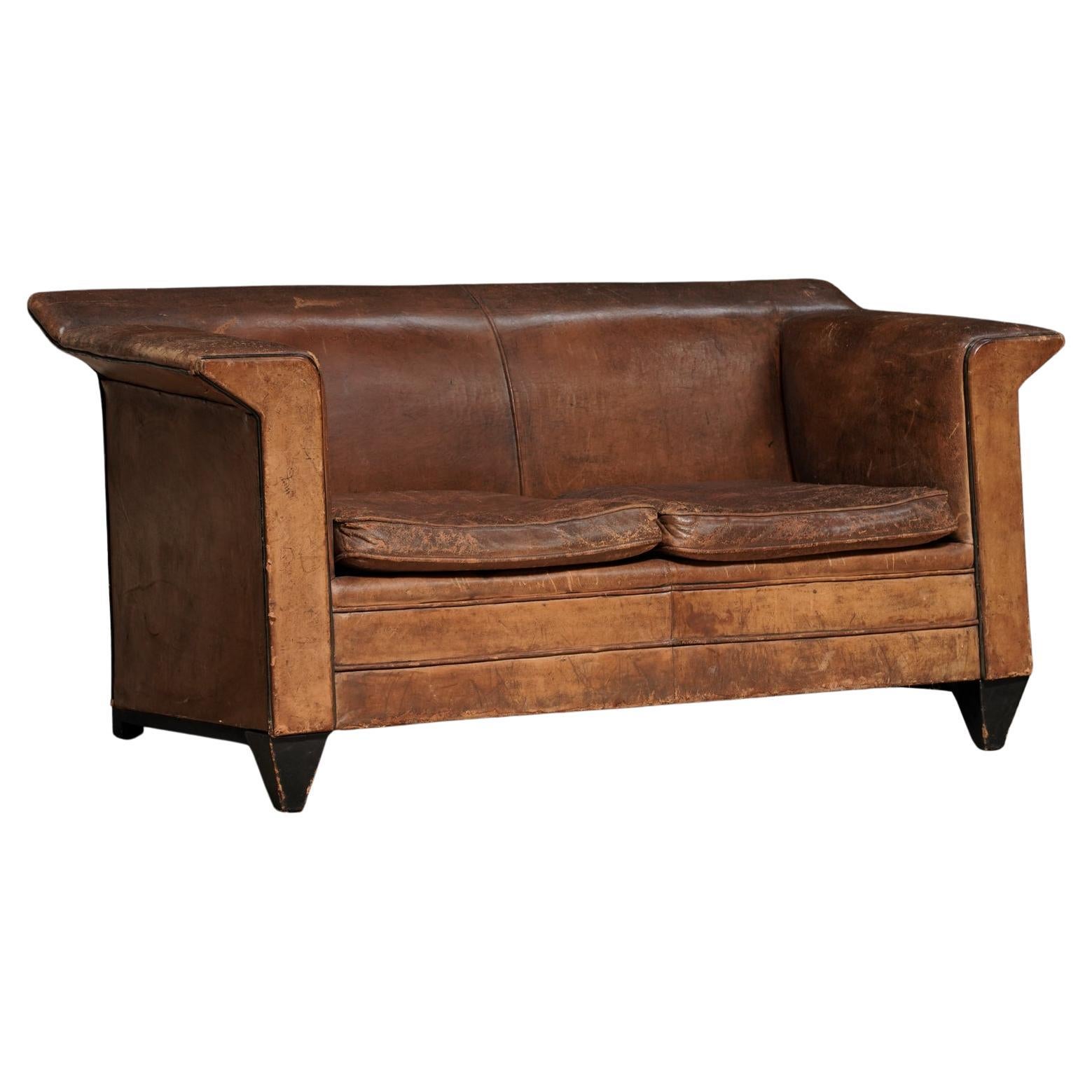 Leather Two Seater By Bart Van Bekhoven For Sale