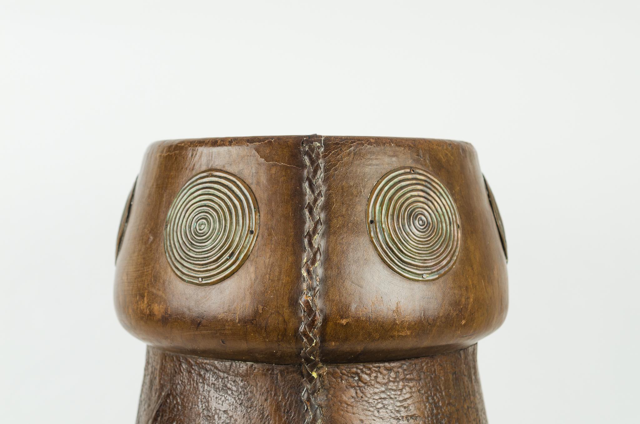 German Leather Umbrella Stand by Georg Hulbe