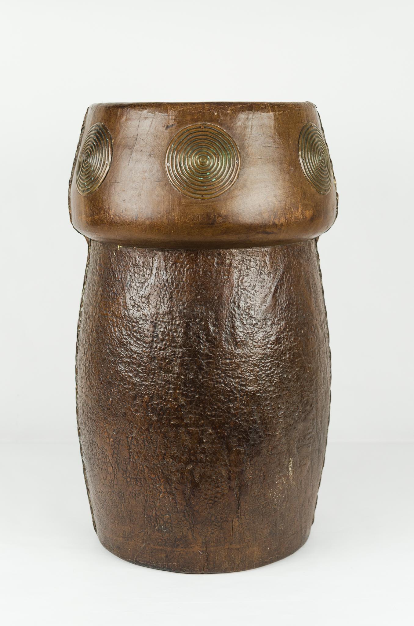 Early 20th Century Leather Umbrella Stand by Georg Hulbe