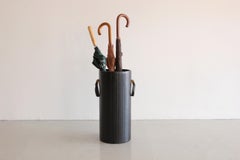 Leather Umbrella Stand in the Manner of Jacques Adnet