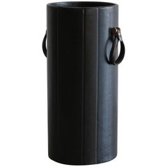 Leather Umbrella Stand in the Manner of Jacques Adnet