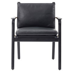 Leather Upholstered and Oak Wood Dining Arm Chair, Ren 