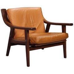 Leather Upholstered Armchair by Hans Wegner