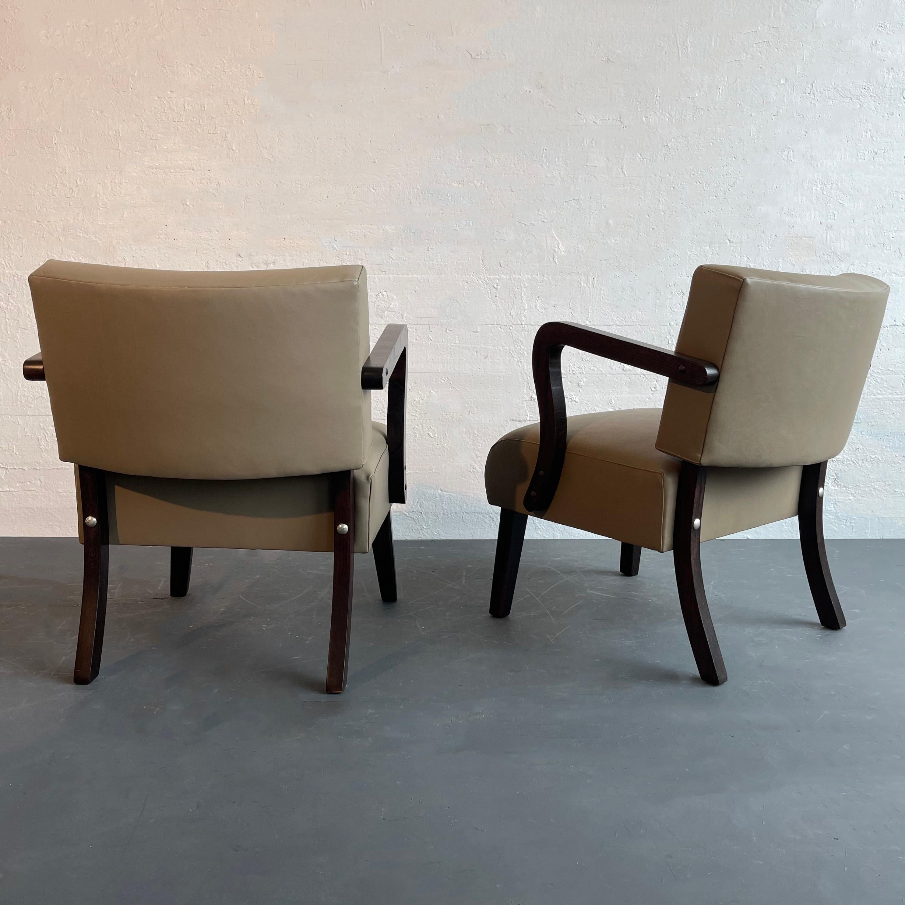 Leder gepolsterte Art Deco Bugholz Sessel Circa im Angebot 1