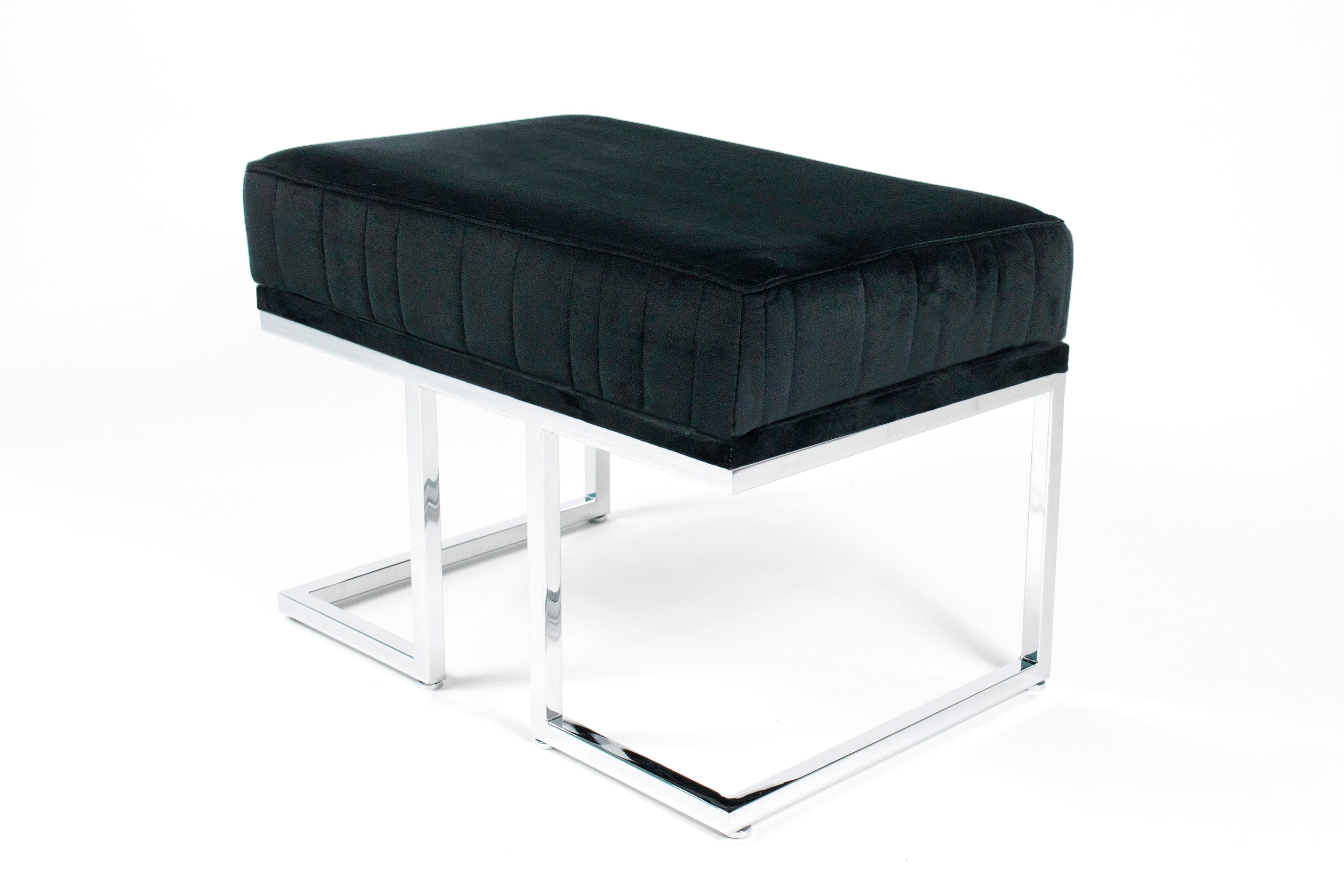 Plated Leather Upholstered Bench For Sale
