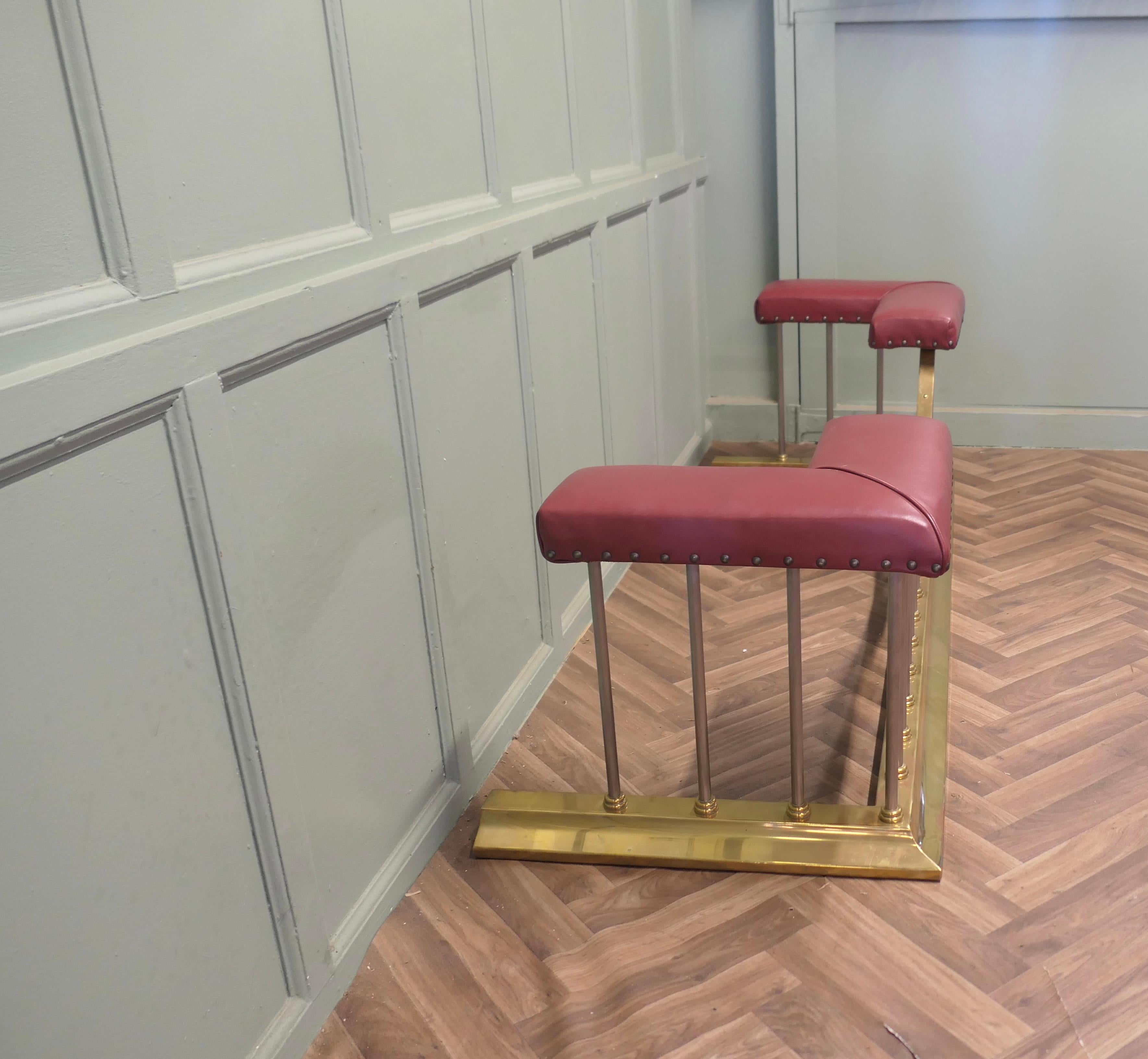 Leder gepolstert Messing und Stahl Club Fender (Adamstil) im Angebot