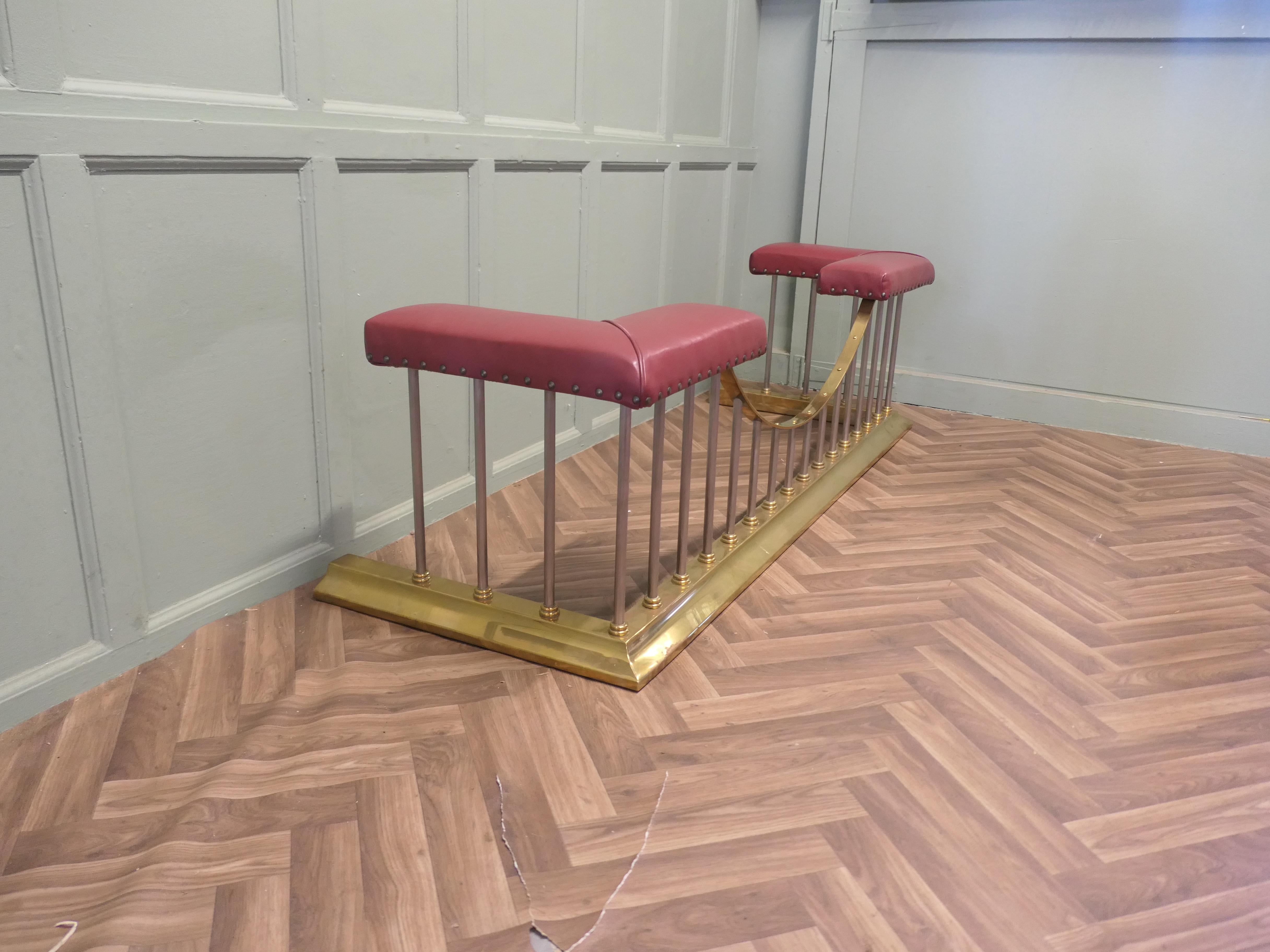 Leder gepolstert Messing und Stahl Club Fender (Mitte des 20. Jahrhunderts) im Angebot