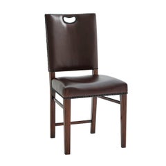 Leather Upholstered Campaign Side Chair