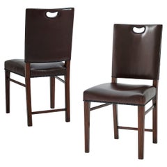 Leather Upholstered Campaign Side Chair