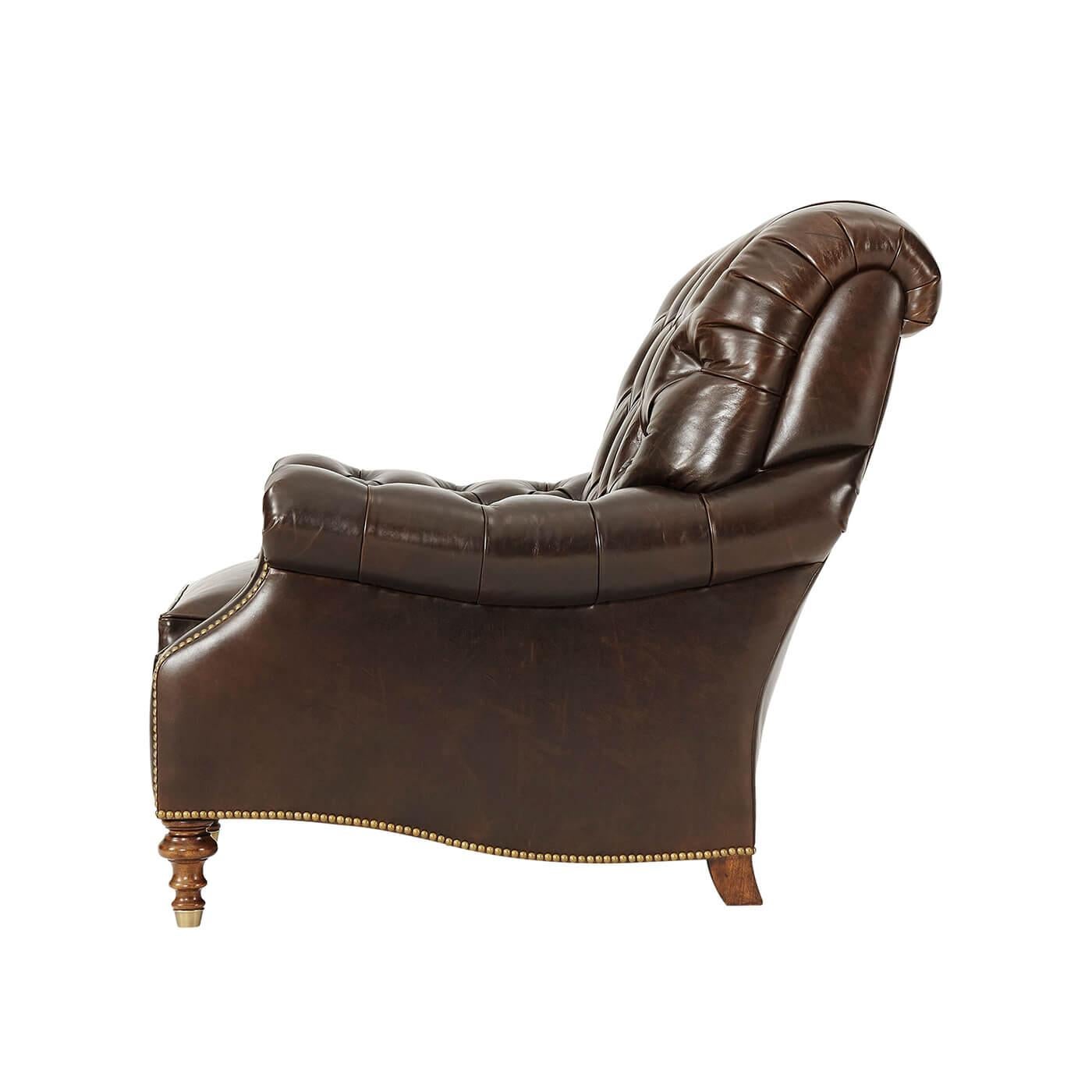 Chesterfield Leather Upholstered Club Chair For Sale