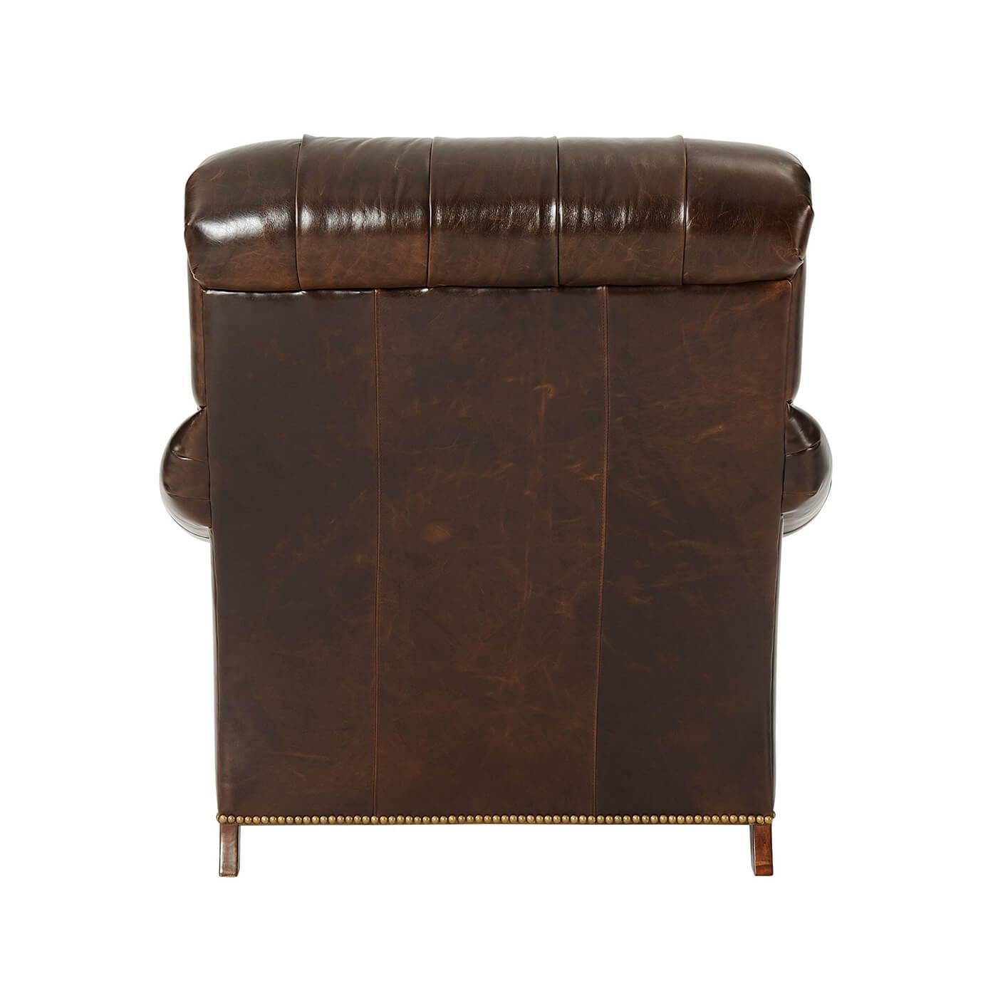 Vietnamese Leather Upholstered Club Chair For Sale