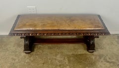 Leather Upholstered English Bench w/ Egg & Dart Detail