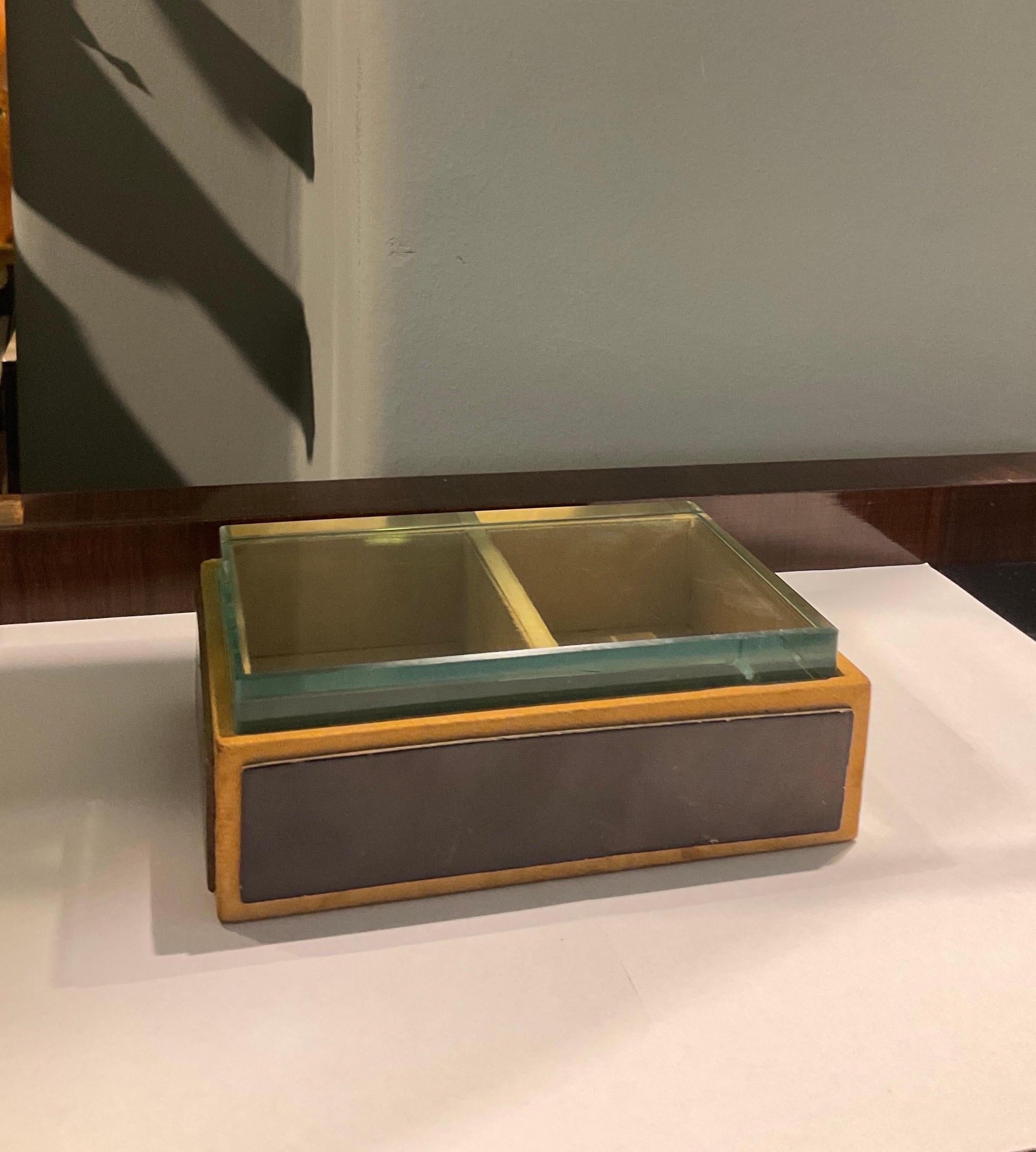 Mid-20th Century Leather Upholstered Jewellery Box Attributable to Peter Church for Fontana Art For Sale