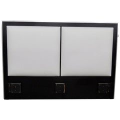 Leather Upholstered Mid-Century Modern Style Ralph Lauren Ebonized Headboard