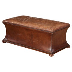 Leather Upholstered Ottoman with Lift Up Top