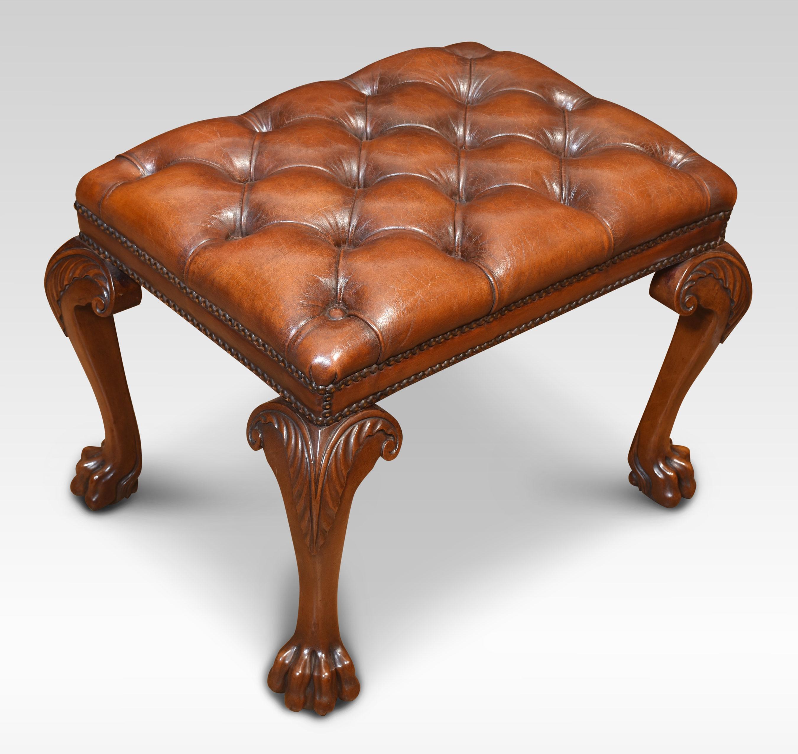 Leather Upholstered Stool In Good Condition For Sale In Cheshire, GB
