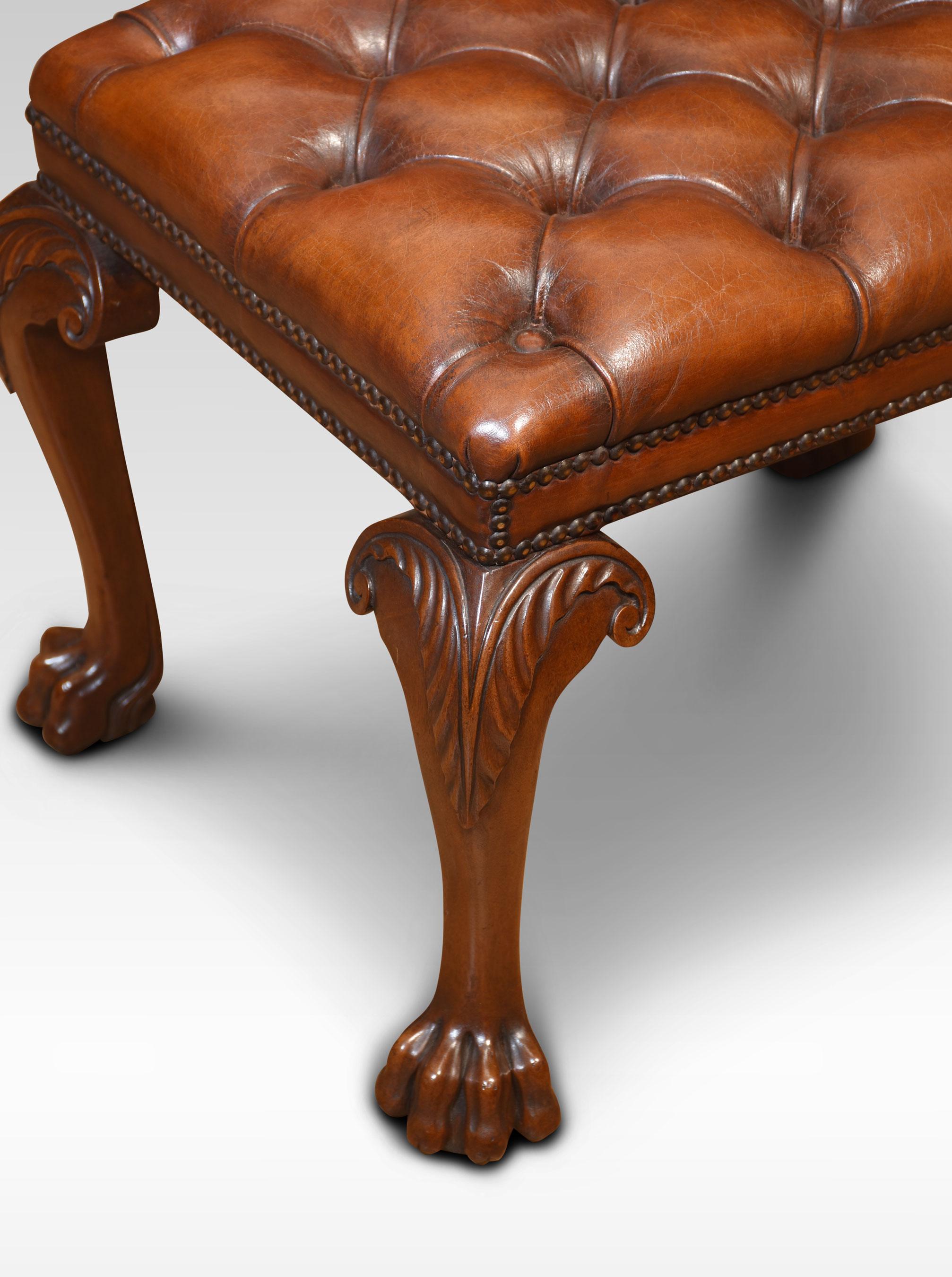 20th Century Leather Upholstered Stool For Sale