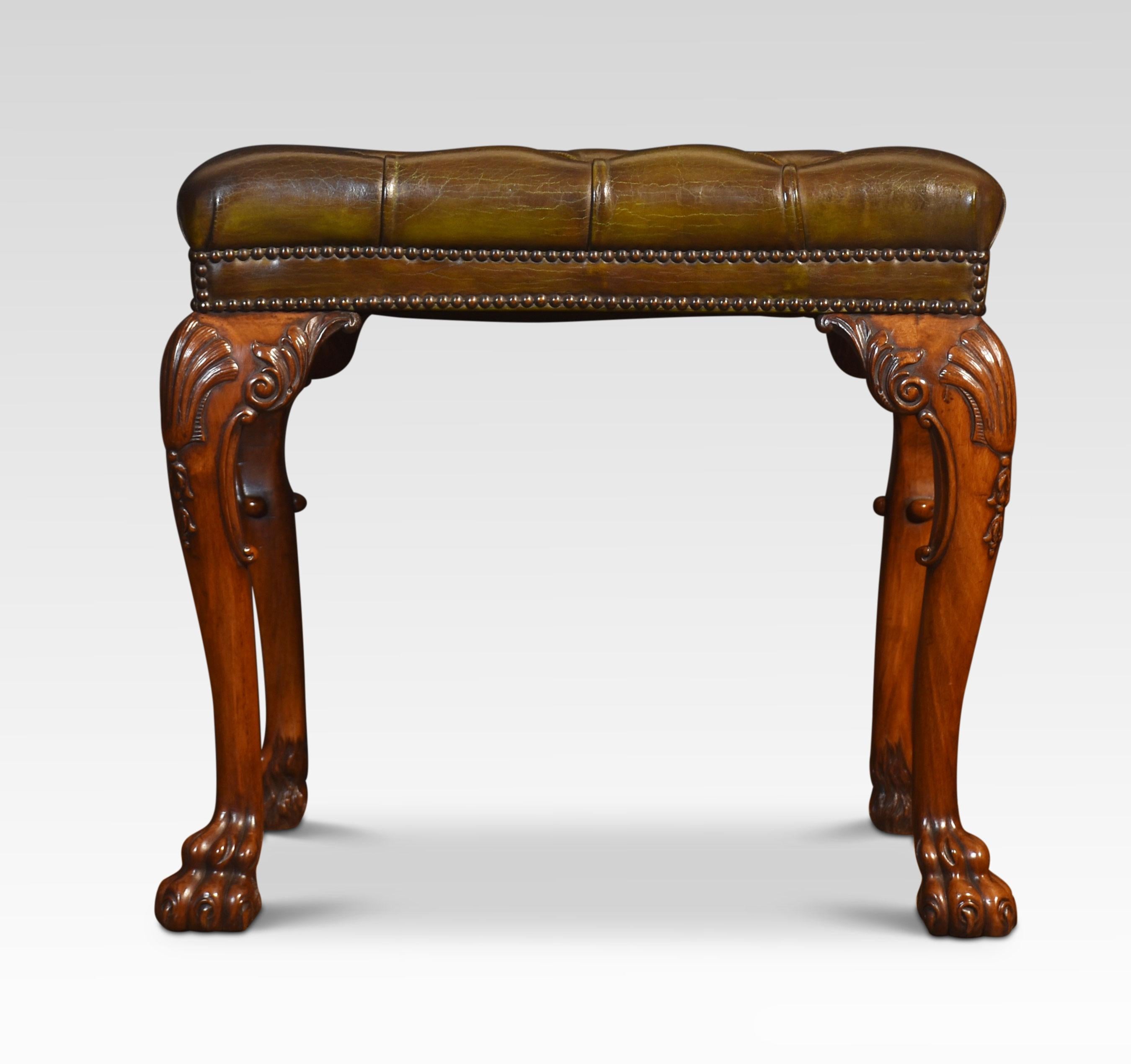 Wood Leather upholstered stool For Sale