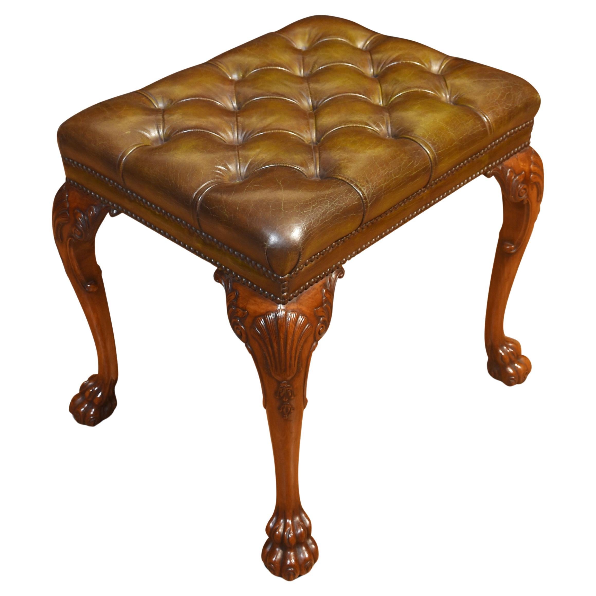 Leather upholstered stool For Sale