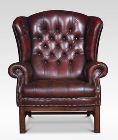 Leather Upholstered Wingback Armchair