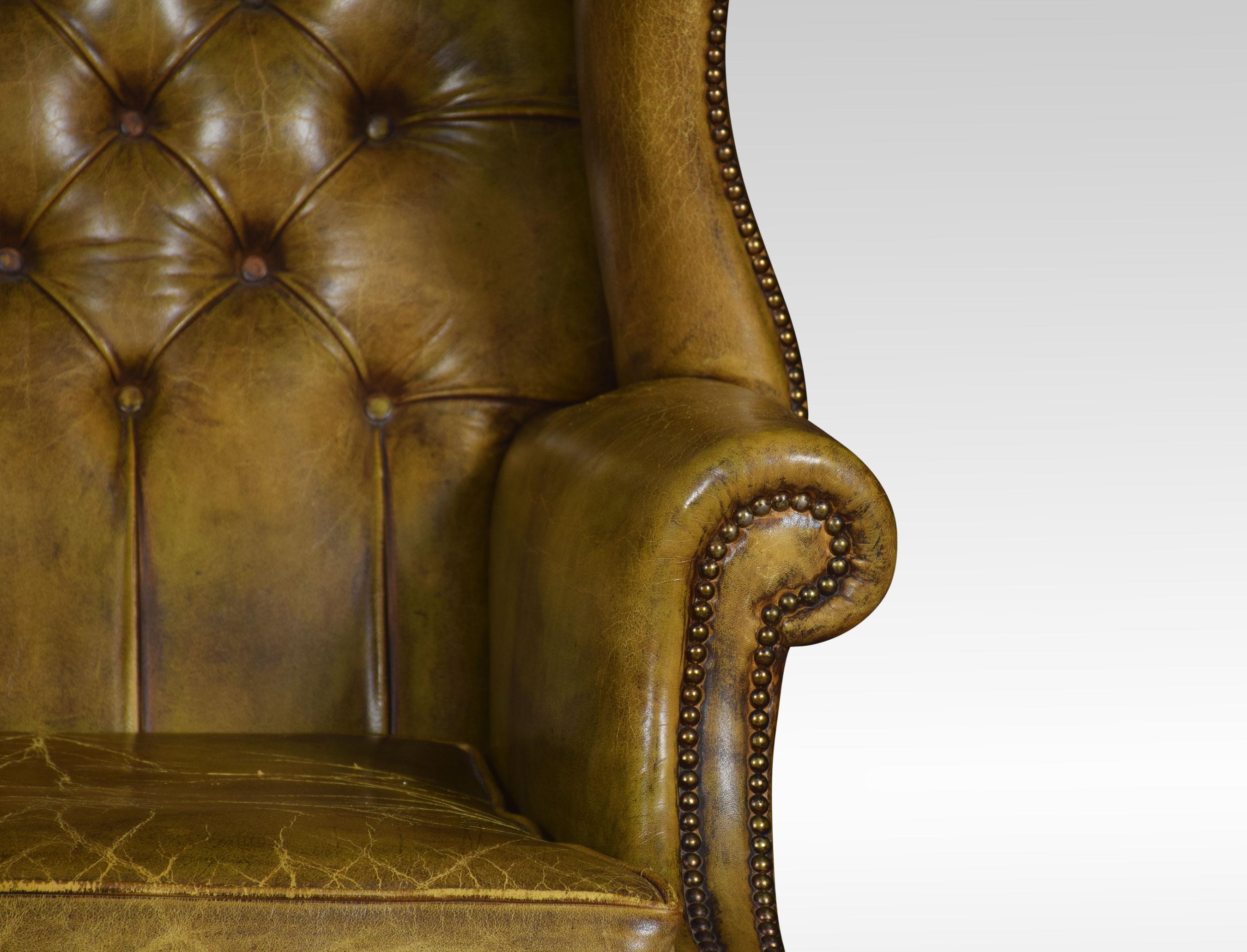 Leather Upholstered Wingback Armchair In Good Condition In Cheshire, GB