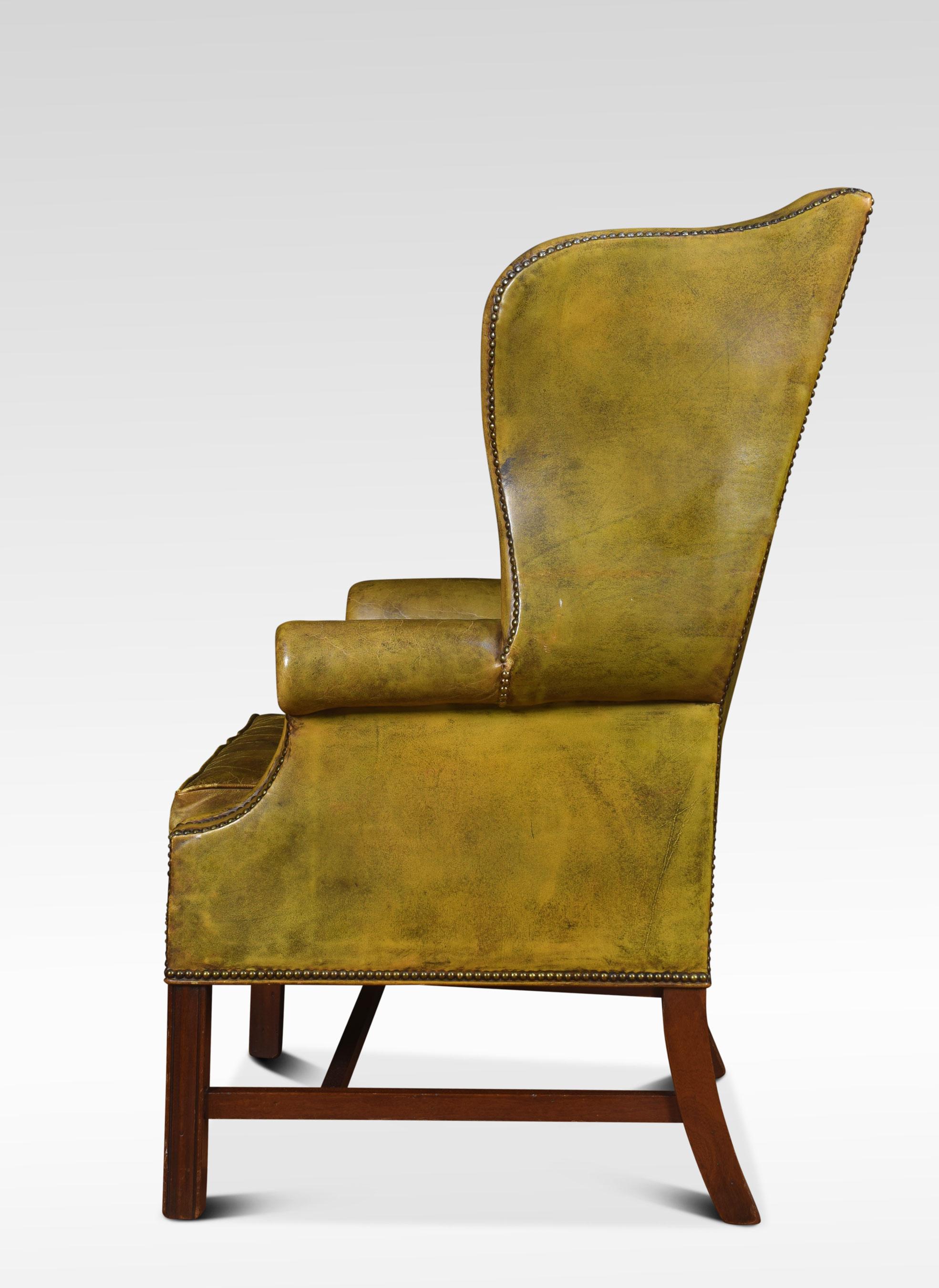 20th Century Leather Upholstered Wingback Armchair