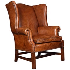 Leather Upholstered Wingback Armchair