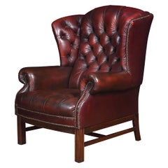 Leather Upholstered Wingback Armchair