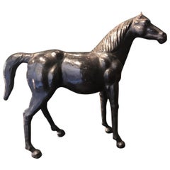 Leather Vintage Horse Sculpture, Italy, 1950