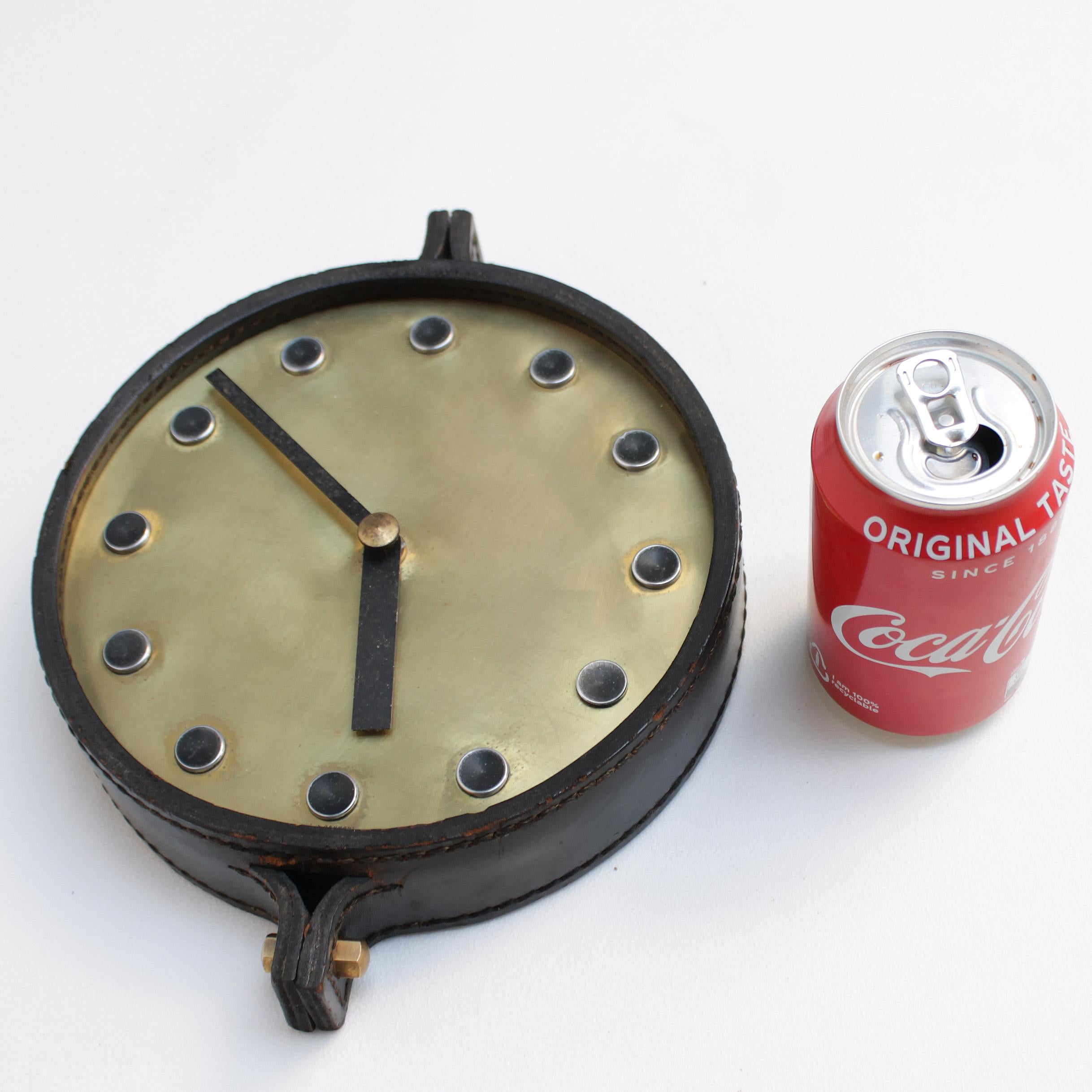 Leather Wall Clock in the Manner of Carl Auböck 5