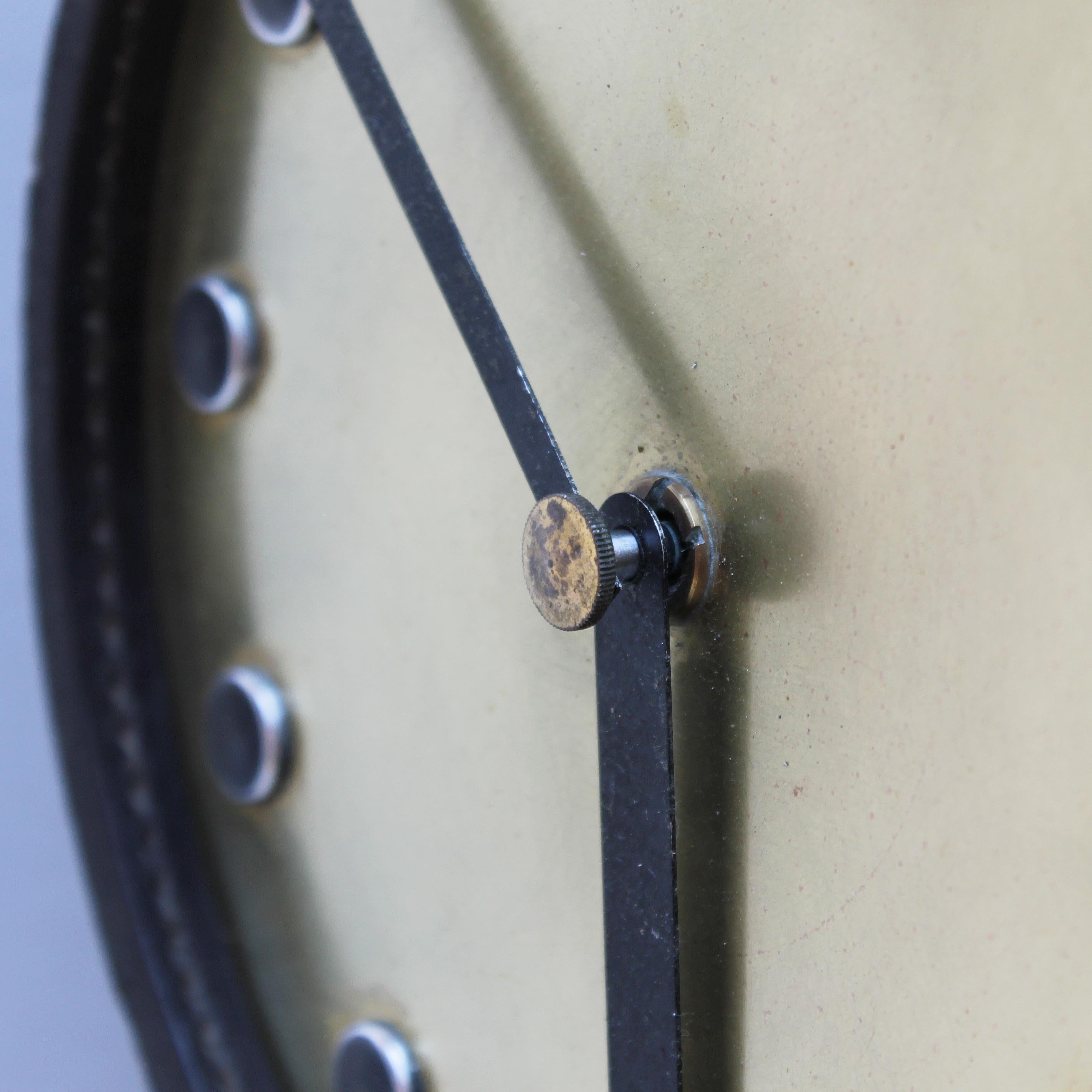 Aluminum Leather Wall Clock in the Manner of Carl Auböck